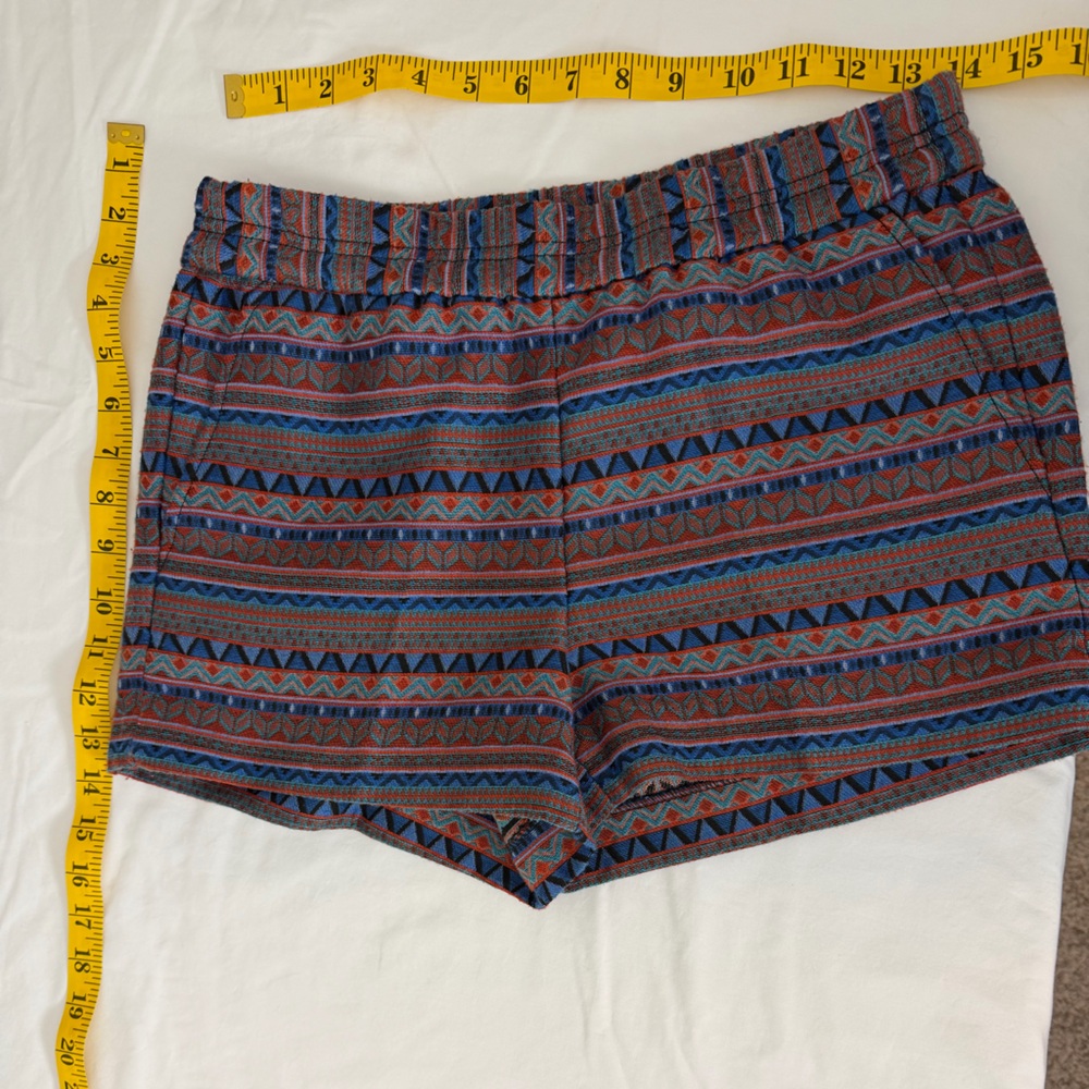 J. Crew High Waist Patterned Shorts - Blue and Red
